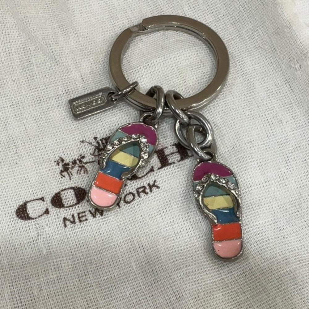 Coach Legacy Pave  Multicolor Flip Flop Keychain